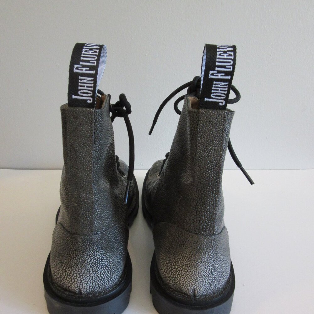 John Fluevog Grey Pebble Sixfields Size 9 Grunge Northampton Lace Up Boots-NEW - Picture 5 of 12